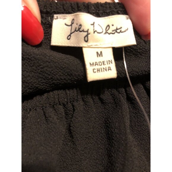 Lily White Top Medium Peplum Black NEW - Picture 5 of 8